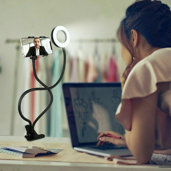 Led Selfie Ring Light With Cell Phone Holder Flexible Stand Live Stream Lamp Au Selfie Lights