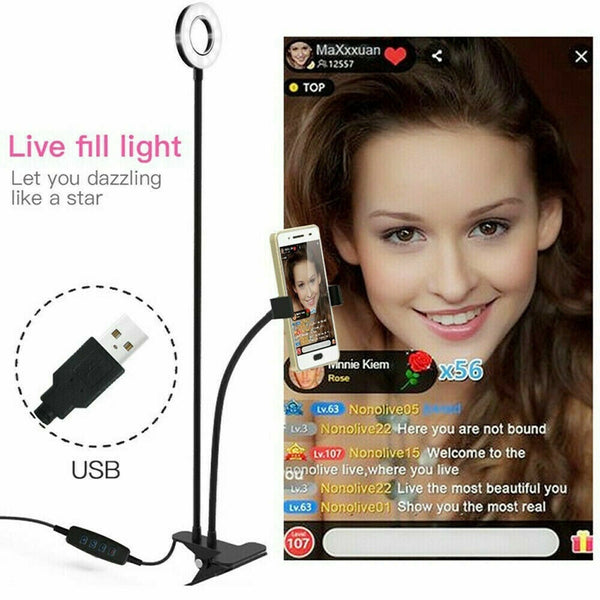 Led Selfie Ring Light With Cell Phone Holder Flexible Stand Live Stream Lamp Au Selfie Lights