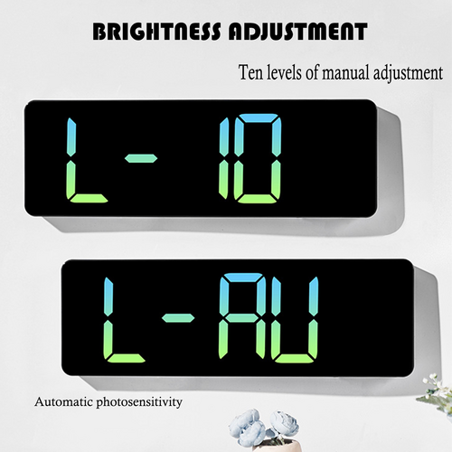 16 Inch Green Gradient Jumbo Led Wall Desk Clock With Temperature And Calendar Wall Clocks