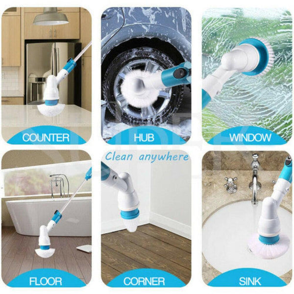 10Pcs Rechargeable Spin Scrubber Electric Turbo Cleaning Brush Cordless Kit Mops Brooms & Scrubbers