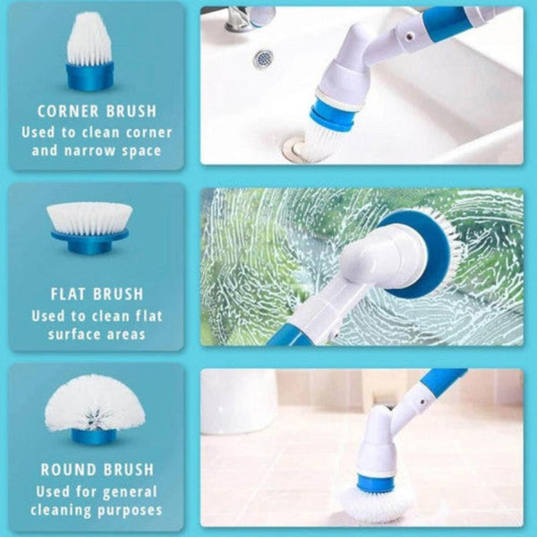 2Pcs Rechargeable Spin Scrubber Electric Turbo Cleaning Brush Cordless Kit Cleaning Brushes