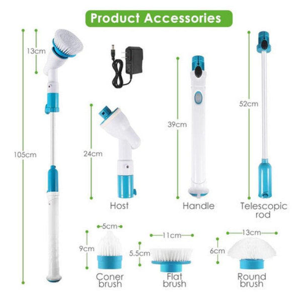 2Pcs Rechargeable Spin Scrubber Electric Turbo Cleaning Brush Cordless Kit Cleaning Brushes