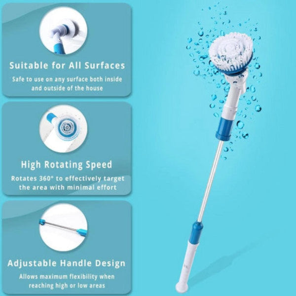 5Pcs Rechargeable Spin Scrubber Electric Turbo Cleaning Brush Cordless Kit Mops Brooms & Scrubbers