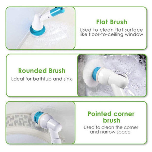 5Pcs Rechargeable Spin Scrubber Electric Turbo Cleaning Brush Cordless Kit Mops Brooms & Scrubbers