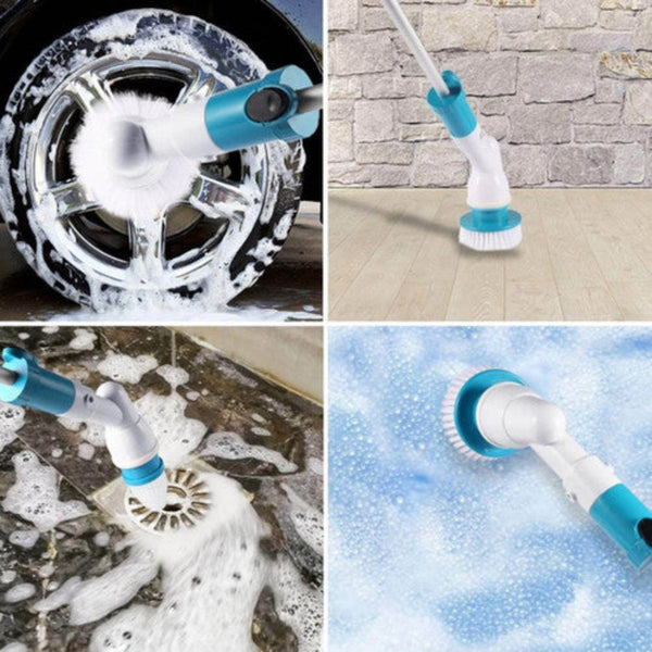 5Pcs Rechargeable Spin Scrubber Electric Turbo Cleaning Brush Cordless Kit Mops Brooms & Scrubbers