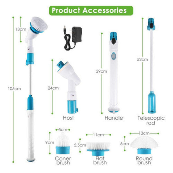 5Pcs Rechargeable Spin Scrubber Electric Turbo Cleaning Brush Cordless Kit Mops Brooms & Scrubbers