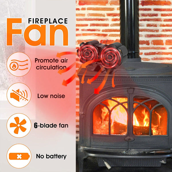 12 Blade Fan Heat Self Powered Wood Stove Top Eco Other Lighting & Fans