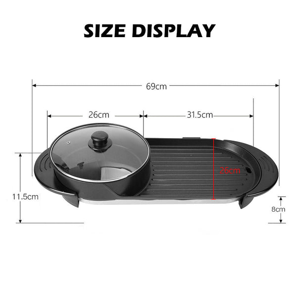 2 In 1 Electric Hot Pot Bbq Oven Smokeless Non Stick Barbecue Hotpot Grill Pan Barbecues Grills & Smokers