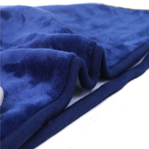 Double Side Flannel Heated Electric Throw Rug Blanket Fast Heating Warm Washable Blue Electric Blankets