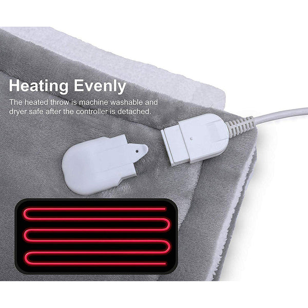 Double Side Flannel Heated Electric Throw Rug Blanket Fast Heating Warm Washable Red Electric Blankets