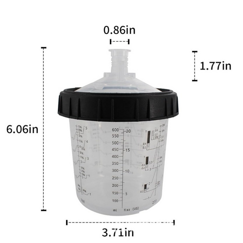 50 Sets Clear Spray Gun Cup Lids Liners Kit With Micron Filter 600Ml Paint Sprayers