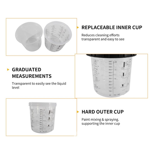 50 Sets Clear Spray Gun Cup Lids Liners Kit With Micron Filter 600Ml Paint Sprayers
