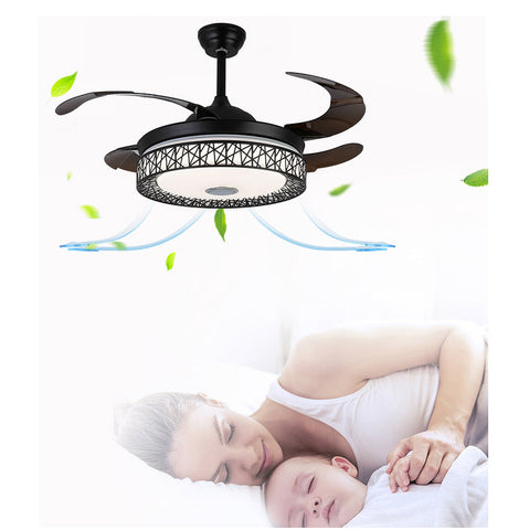Maxkon 42 Inch Ceiling Fan With Light 3 Color Music Remote Control Timer Music Ceiling Fans