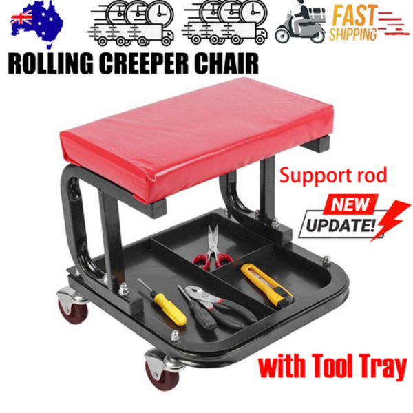 Padded Rolling Creeper Garage Mechanics Roller Seat Stool Chair With Tool Tray Mechanic Roller Seats