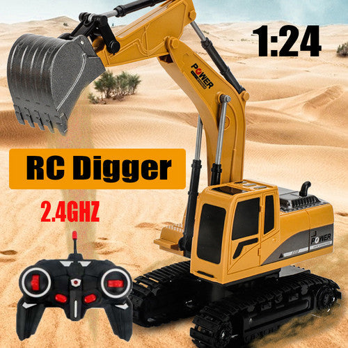 1:24 Rc Digger Remote Control Excavator Construction Truck Vehicle Toys 6Ch Activity Toys