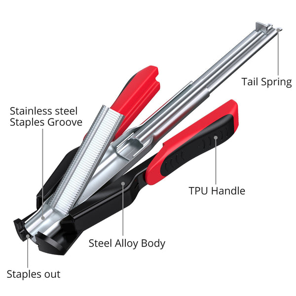 Hog Ring Gun C Clip Auto Feed Nailer With 2500Pcs Galvanised Steel Rings Pliers