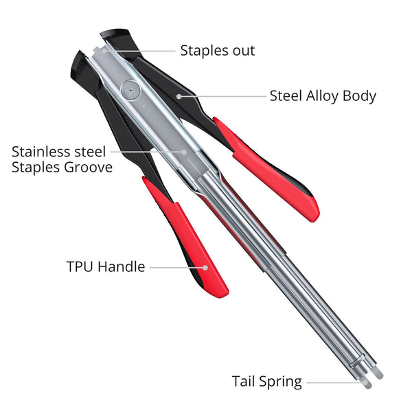 Hog Ring Gun C Clip Auto Feed Nailer With 2500Pcs Galvanised Steel Rings Pliers