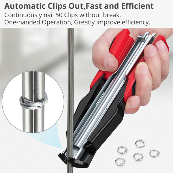 Hog Ring Gun C Clip Auto Feed Nailer With 2500Pcs Galvanised Steel Rings Pliers