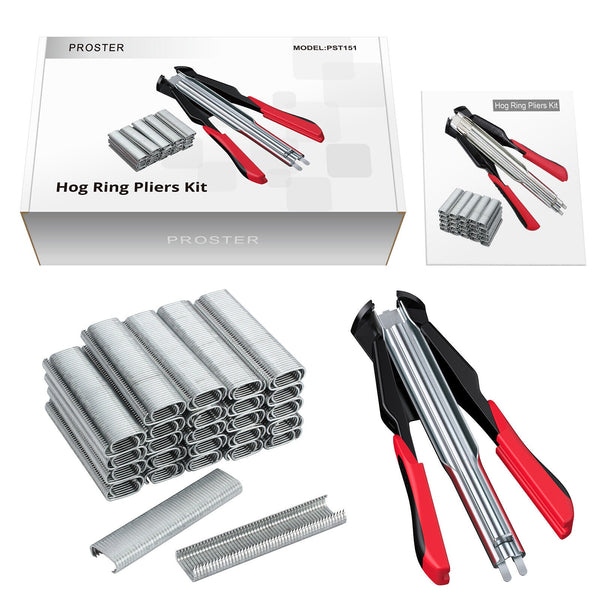 Hog Ring Gun C Clip Auto Feed Nailer With 2500Pcs Galvanised Steel Rings Pliers