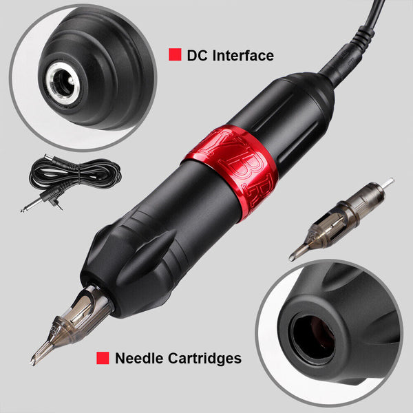 Complete Tattoo Kit Rotary Pen 8Inks [40Needle] Practice Skin Au Plug Tattoo Machines