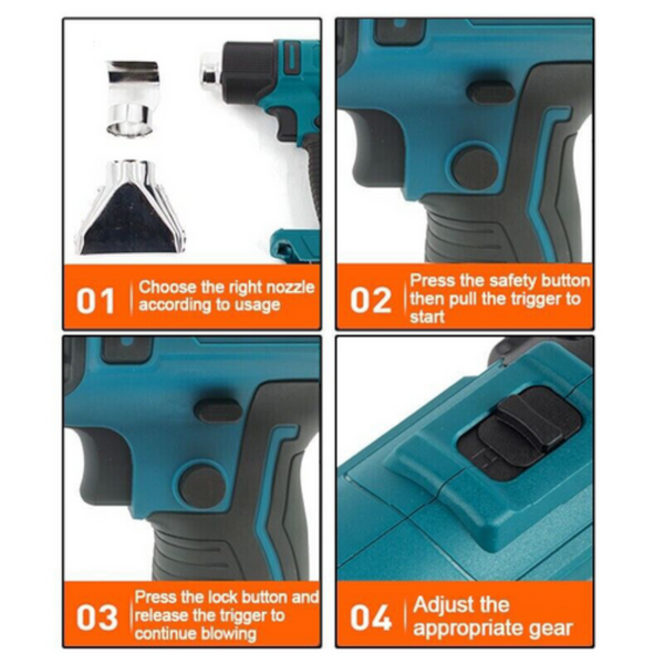 2000W Electric Hot Air Heat Gun With Nozzles Cordless Handheld For Makita 18V Au Heat Guns