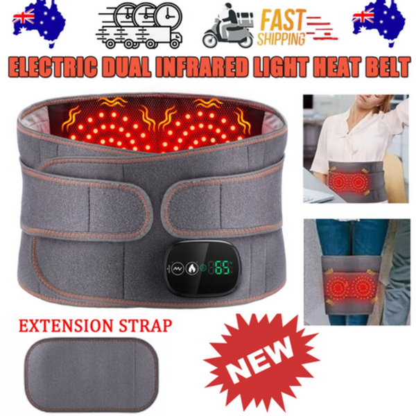 Electric Dual Infrared Light Heat Back Massager Waist Brace Lumbar Support Belt Massagers