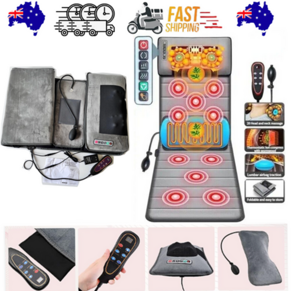 10 Vibrating Motors Massage Mat Full Body Heated Mattress Pillow Pain Relief Au Mattresses
