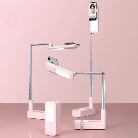 Led Phone Holder Stand Wireless Remote Dimmable Selfie Fill Light Lamp Pink Mounts & Holders