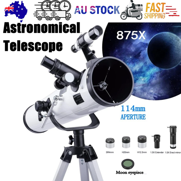 Pro Astronomical Telescope 114Mm Aperture 875X Zoom Hd High Resolution Telescopes