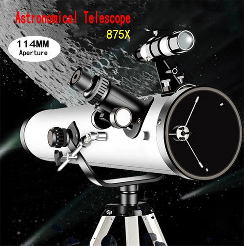 Pro Astronomical Telescope 114Mm Aperture 875X Zoom Hd High Resolution Telescopes