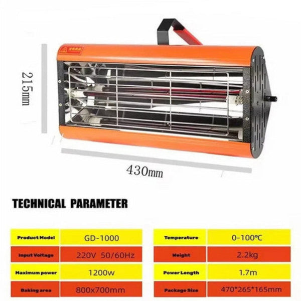 1200W Shortwave Infrared Paint Curing Lamp Spray Painting Solary Baking Dryer Other Automotive Care Supplies