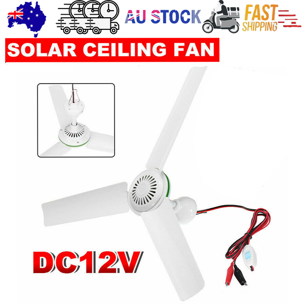 12V Ceiling Fan Portable Solar Power 3 Blade 0.7Amp Caravan Camping Outdoor Caravan Parts Accessories