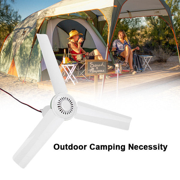 12V Ceiling Fan Portable Solar Power 3 Blade 0.7Amp Caravan Camping Outdoor Caravan Parts Accessories