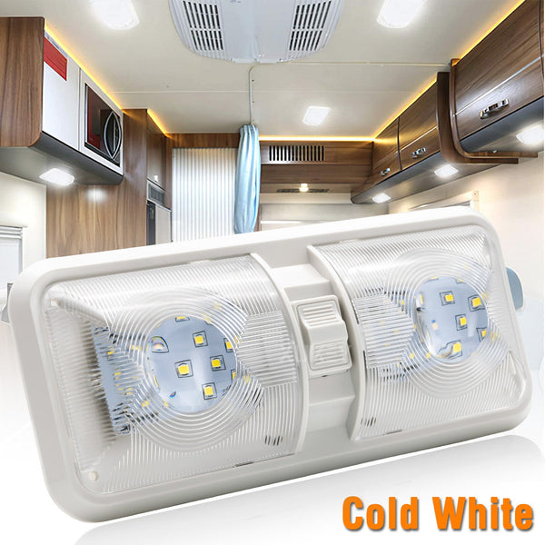 12V Rv Interior Led Ceiling Light Boat Camper Caravan Trailer Double Dome Lights