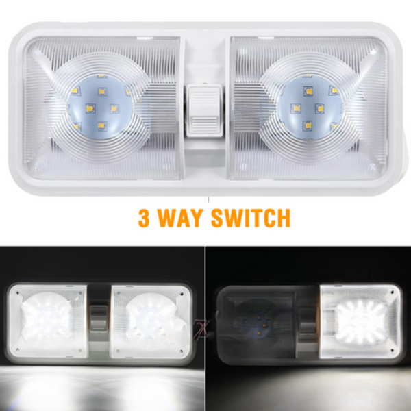 12V Rv Interior Led Ceiling Light Boat Camper Caravan Trailer Double Dome Lights