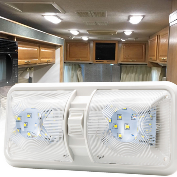 12V Rv Interior Led Ceiling Light Boat Camper Caravan Trailer Double Dome Lights