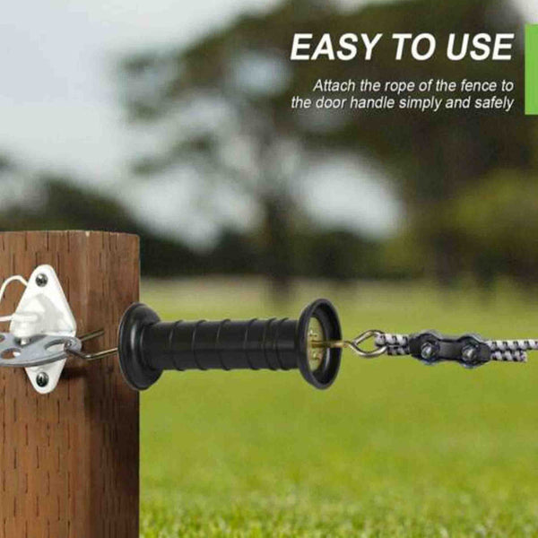 10X Electric Fence Gate Handle Compact Insulated Spring Handles With Hook Black Electric Fencing