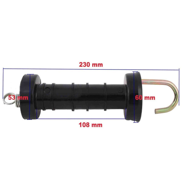 10X Electric Fence Gate Handle Compact Insulated Spring Handles With Hook Black Electric Fencing