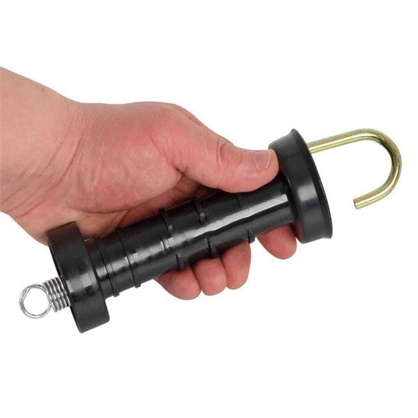 10X Electric Fence Gate Handle Compact Insulated Spring Handles With Hook Black Electric Fencing