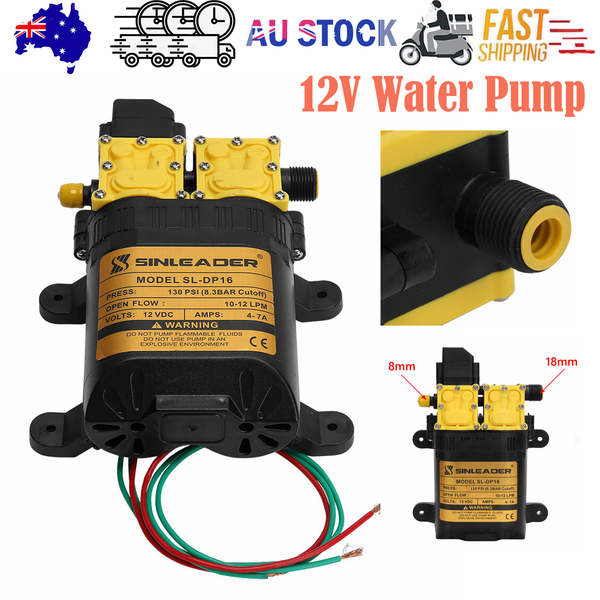 12Lpm 12V Water Pump 130Psi High Pressure Self Priming Camping Boat Farm Water Pumps