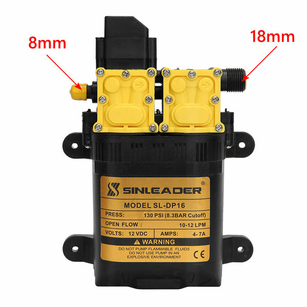 12Lpm 12V Water Pump 130Psi High Pressure Self Priming Camping Boat Farm Water Pumps