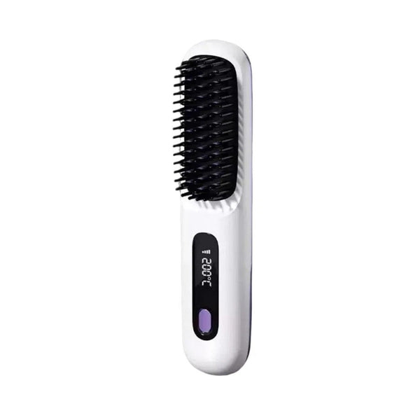 White Hair Straightener Brush Travel Mini Rechargeable Styler Fast Heating Straightening & Curling Irons