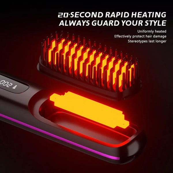White Hair Straightener Brush Travel Mini Rechargeable Styler Fast Heating Straightening & Curling Irons