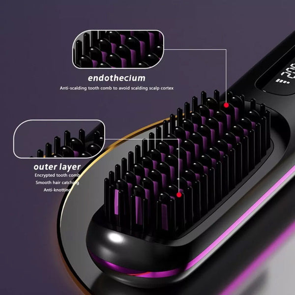 White Hair Straightener Brush Travel Mini Rechargeable Styler Fast Heating Straightening & Curling Irons
