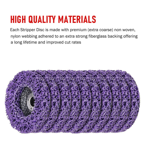 10 X 125Mm 22Mm Poly Strip Disc Wheel Paint Rust Removal Clean Grinder Grinder Discs