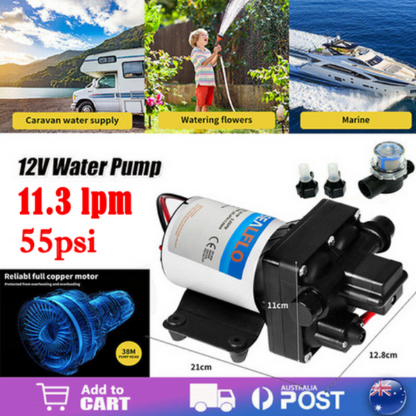 12V Water Pump High Pressure Self Priming Rv Camping Boat 55Psi 11.3L/M Caravan Parts Accessories