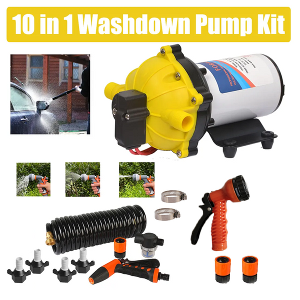 6.6Gpm Washdown Pump Kit 12V W/ Hose Nozzle For Caravan Rv Marine Boat Water Pumps