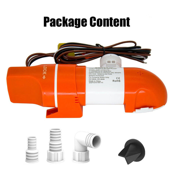 1100Gph Dc12v Automatic Bilge Pump Low Profile Water For Boat Marine Sfbp1 G1100 14A Boat Plumbing
