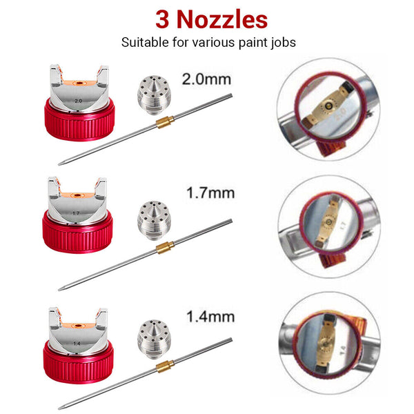 Air Hvlp Spray Gun Paint 600Cc Gravity Feed Cup 1.4Mm 1.7Mm 2Mm Tip Au Stock Paint Sprayers