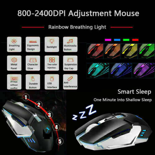 104 Keys Wireless Gaming Keyboard And Mouse Set With Rgb Backlighting Keyboard & Mouse Bundles